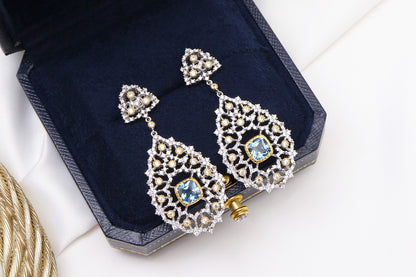 Luxury Custom 925 Silver Blue Earrings