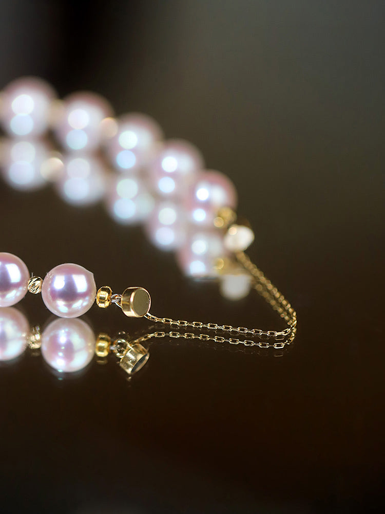 Blue Rose 18K Gold Pearl Bracelet