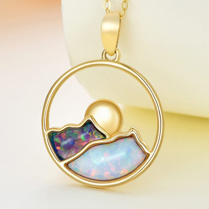 14K Gold Opal Mountain Necklace