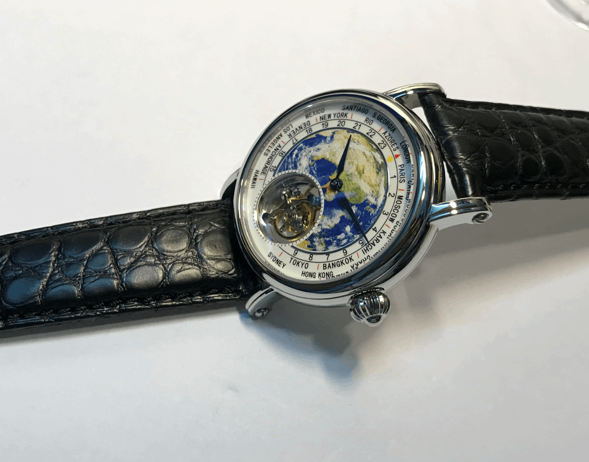 3D Globe Tourbillon Round Watch