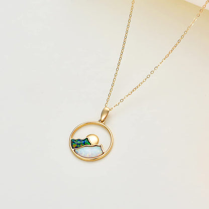 14K Gold Opal Mountain Necklace