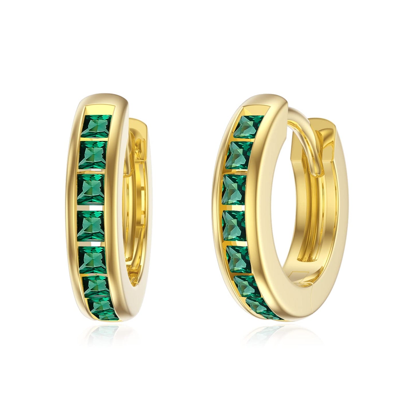 14K Gold Green Emerald Earrings