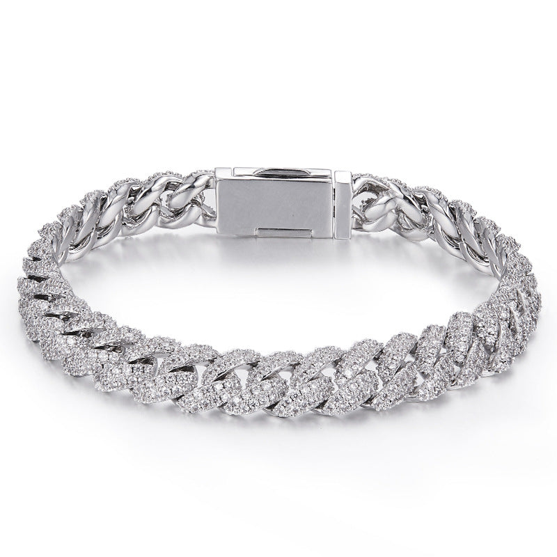 Silver Cuban Bracelet with Moissanite Diamonds