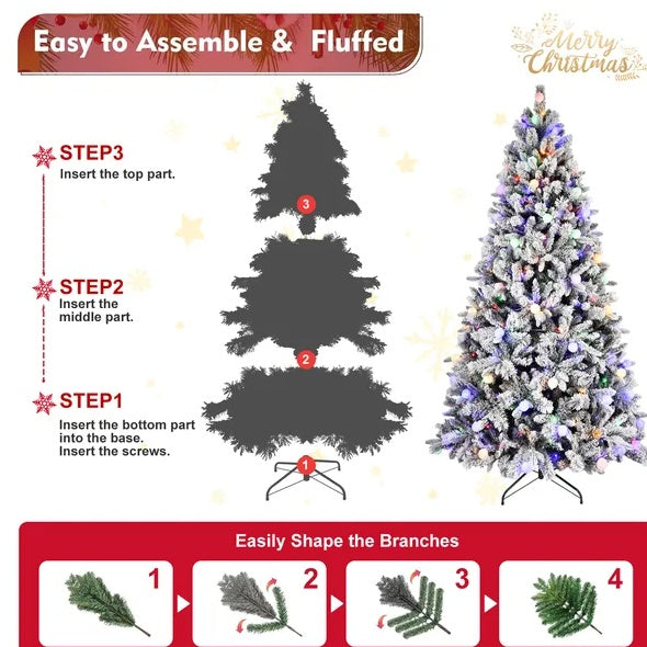 PE PVC Christmas Tree with 10-Function LED Lights & Easy Power Tech