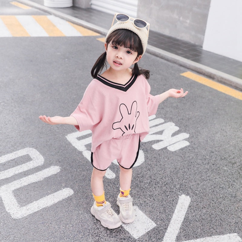 Two-piece Baby Girl Clothing Cartoon Hand T-shirt