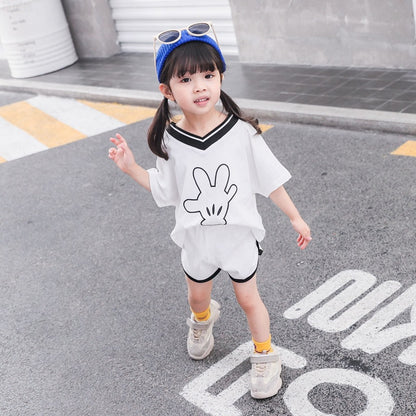 Two-piece Baby Girl Clothing Cartoon Hand T-shirt