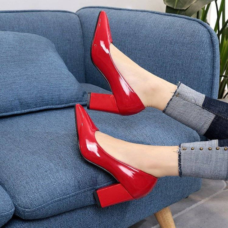 Pointed Block Heel Shoes