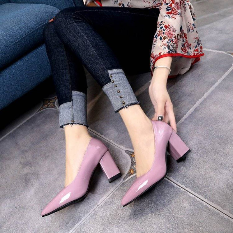 Pointed Block Heel Shoes