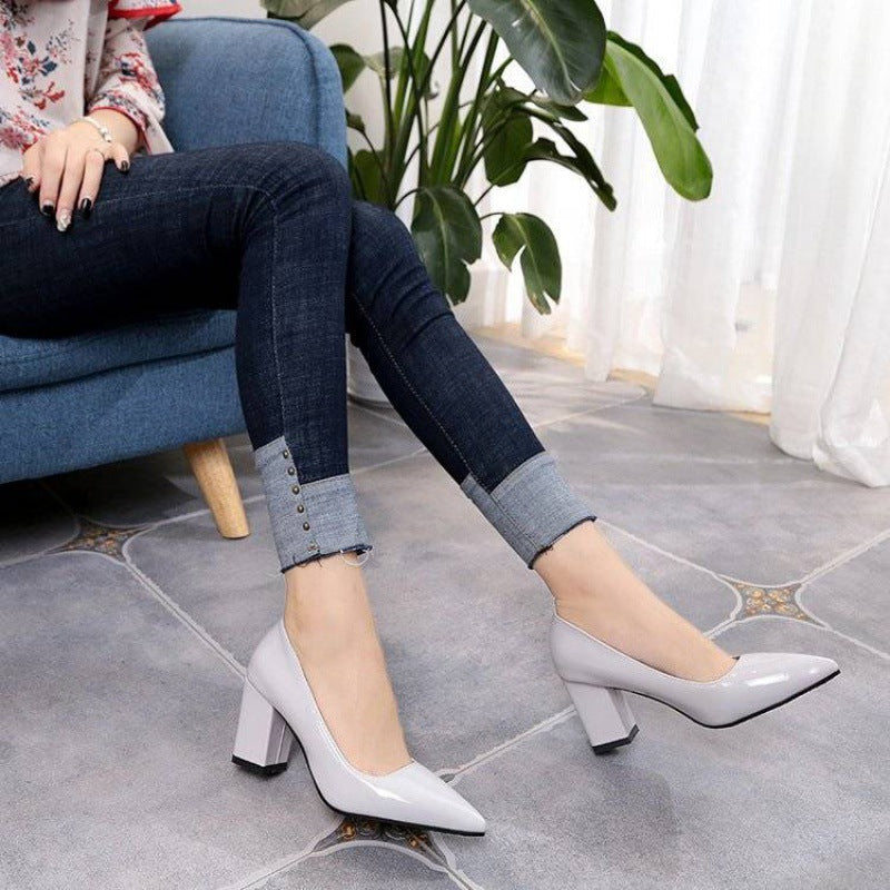 Pointed Block Heel Shoes