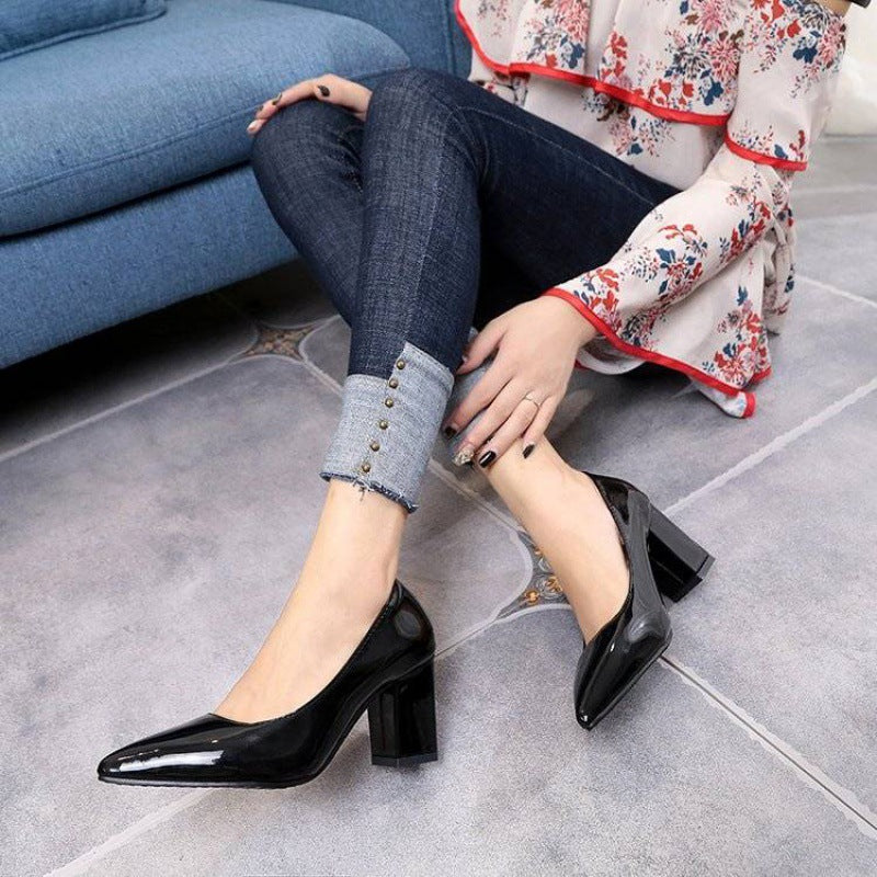 Pointed Block Heel Shoes