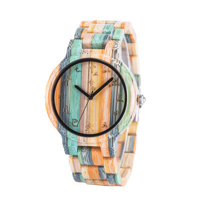 Carved Colorful Wooden Couple Watch