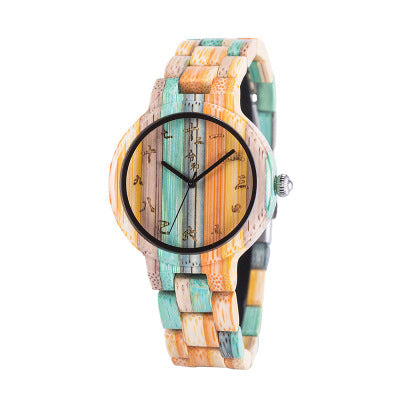 Carved Colorful Wooden Couple Watch