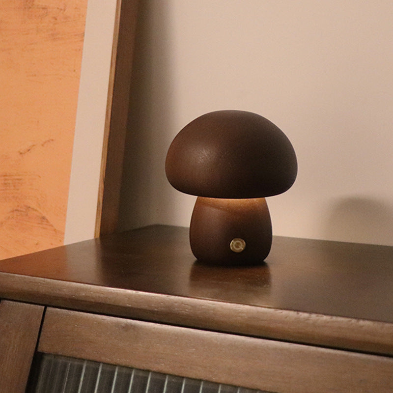 INS Wooden Mushroom LED Table Lamp