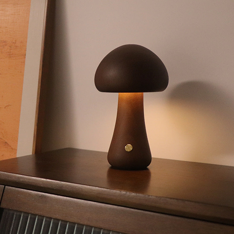 INS Wooden Mushroom LED Table Lamp