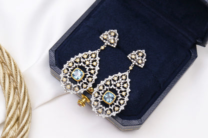 Luxury Custom 925 Silver Blue Earrings