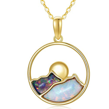 14K Gold Opal Mountain Necklace