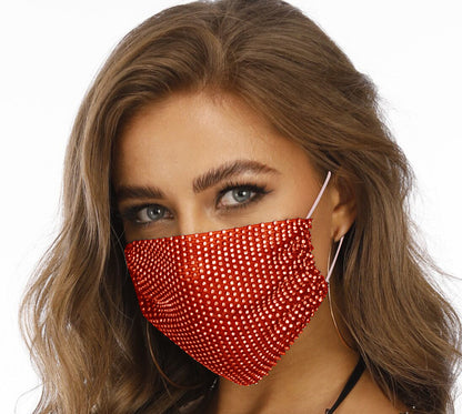 Novelty Fishnet-shaped Rhinestone Face Mask