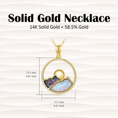 14K Gold Opal Mountain Necklace