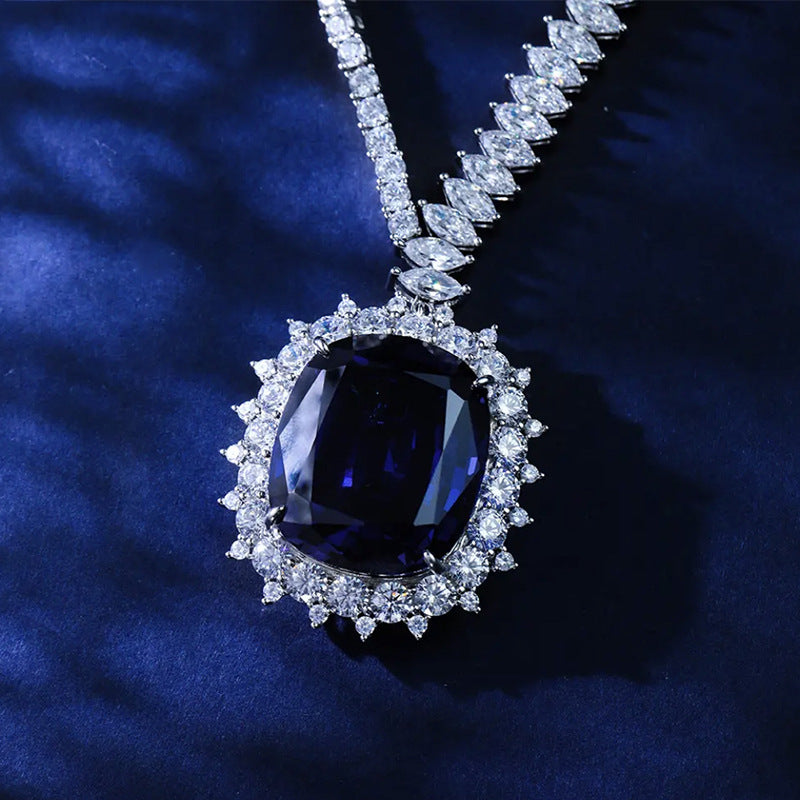 Women Synthetic Sapphire Necklace