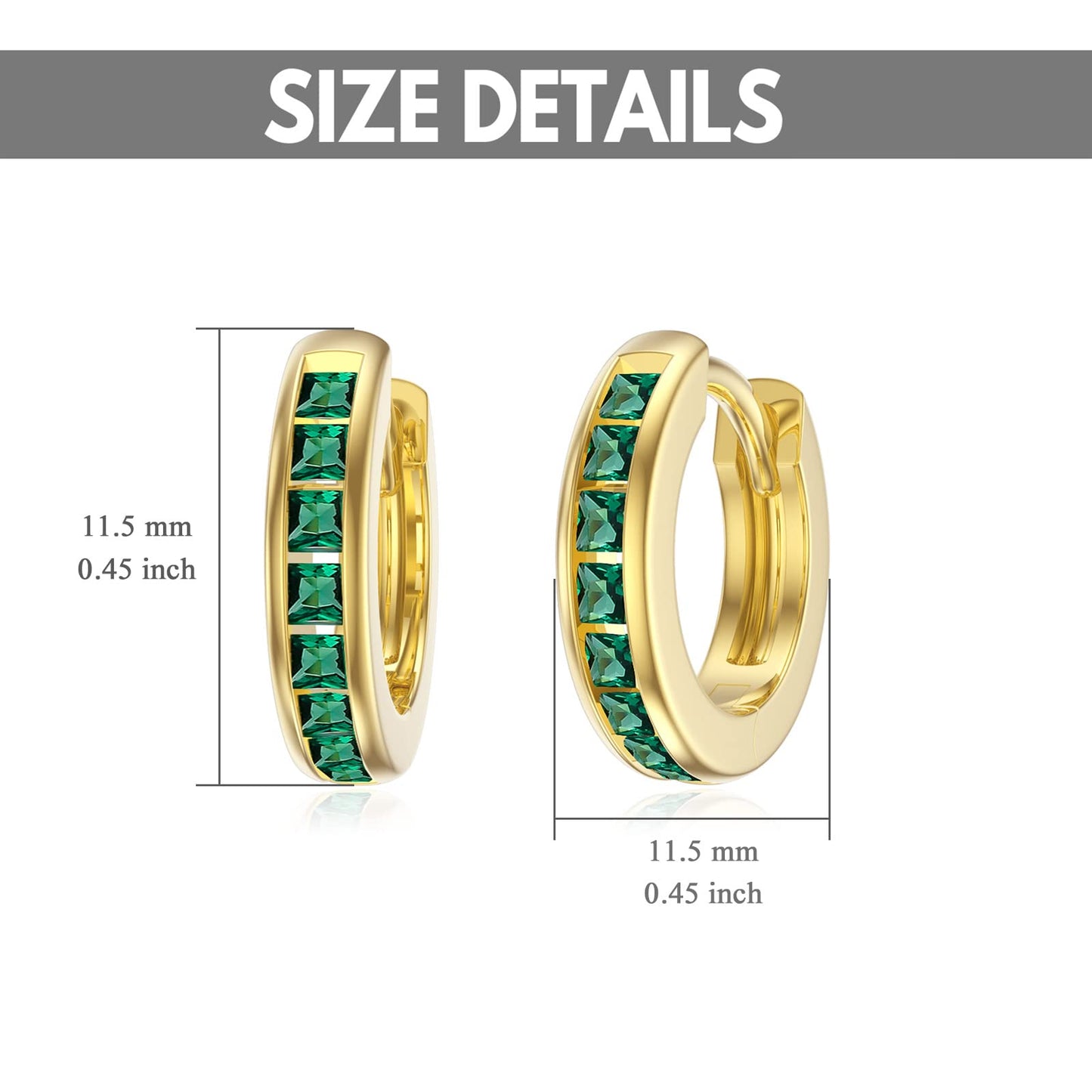 14K Gold Green Emerald Earrings