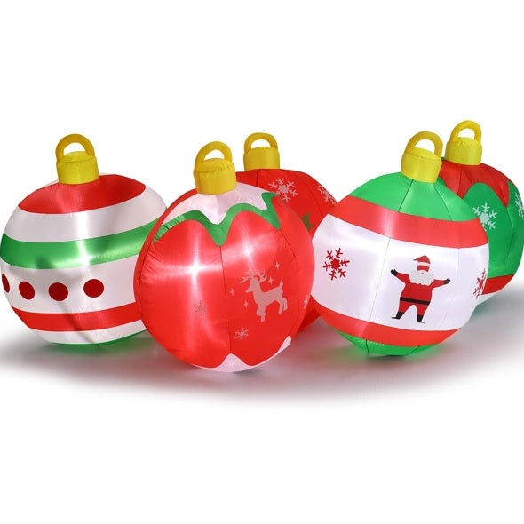 6.9 FT Lighted Christmas Inflatable Decoration, Inflatable 5 Christmas Balls with LED Lights