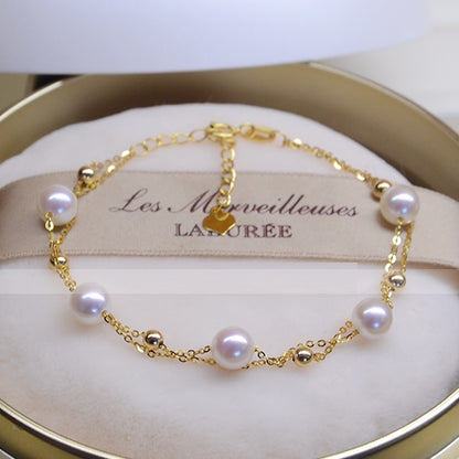 18k Gold Pearl Double-layer Bracelet