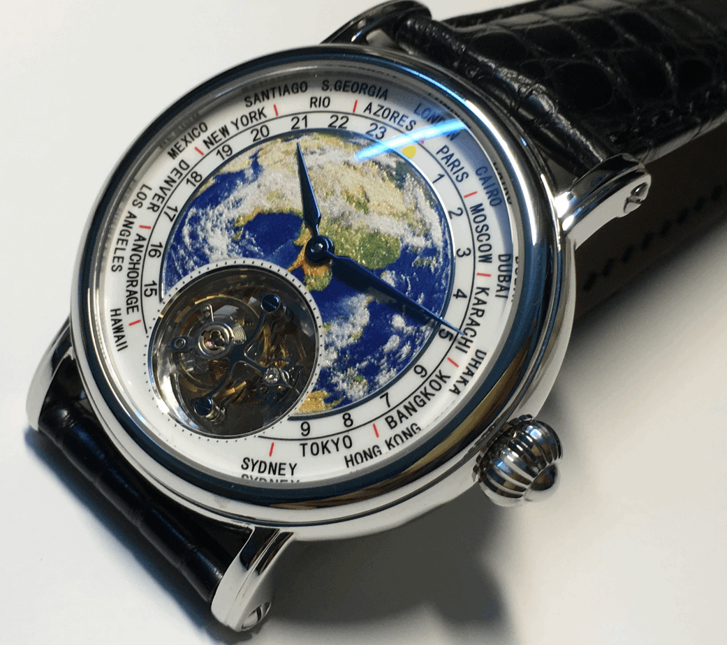 3D Globe Tourbillon Round Watch