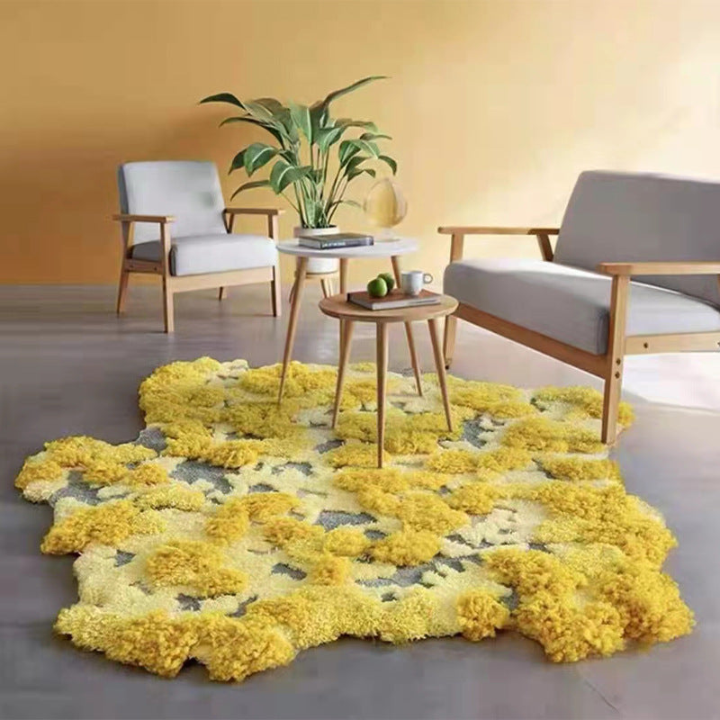 Handmade Custom Blended Wool Carpet Living Room End Table Round Moss Forest