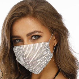 Novelty Fishnet-shaped Rhinestone Face Mask