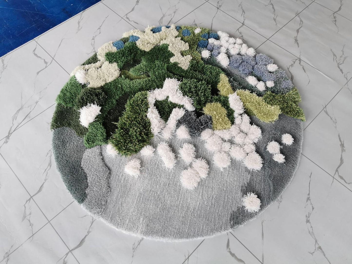 Handmade Wool Carpet with Forest Moss Design