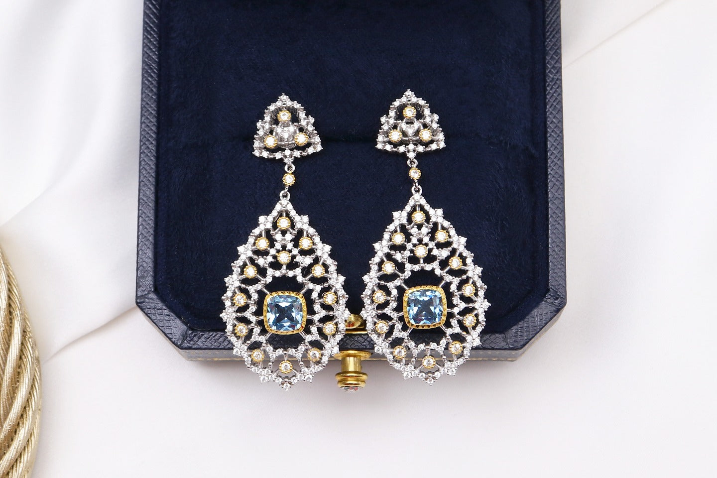 Luxury Custom 925 Silver Blue Earrings