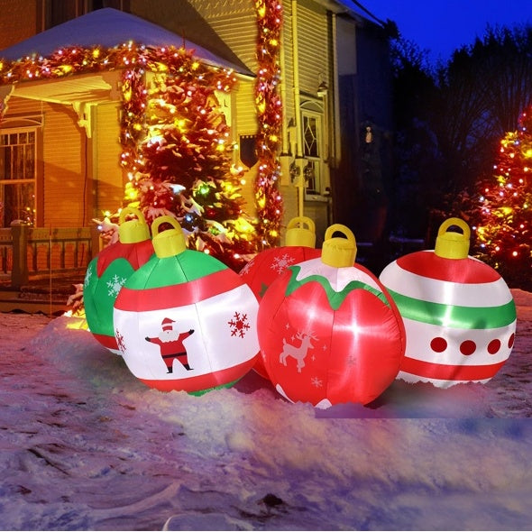 6.9 FT Lighted Christmas Inflatable Decoration, Inflatable 5 Christmas Balls with LED Lights