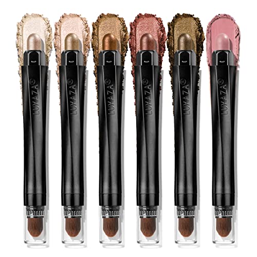 LUXAZA 6PCS Shimmer Neutral Brown Eyeshadow Stick