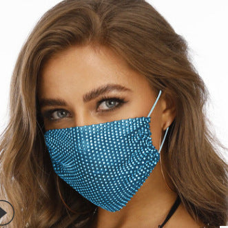 Novelty Fishnet-shaped Rhinestone Face Mask