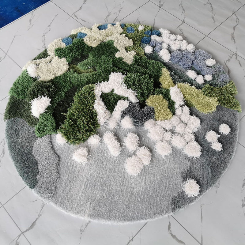 Handmade Wool Carpet with Forest Moss Design