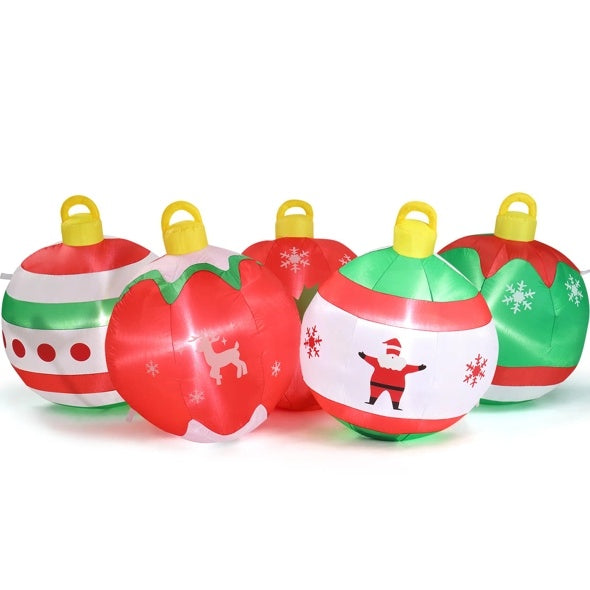 6.9 FT Lighted Christmas Inflatable Decoration, Inflatable 5 Christmas Balls with LED Lights