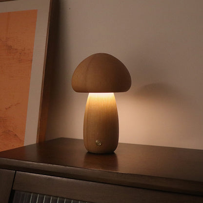 INS Wooden Mushroom LED Table Lamp