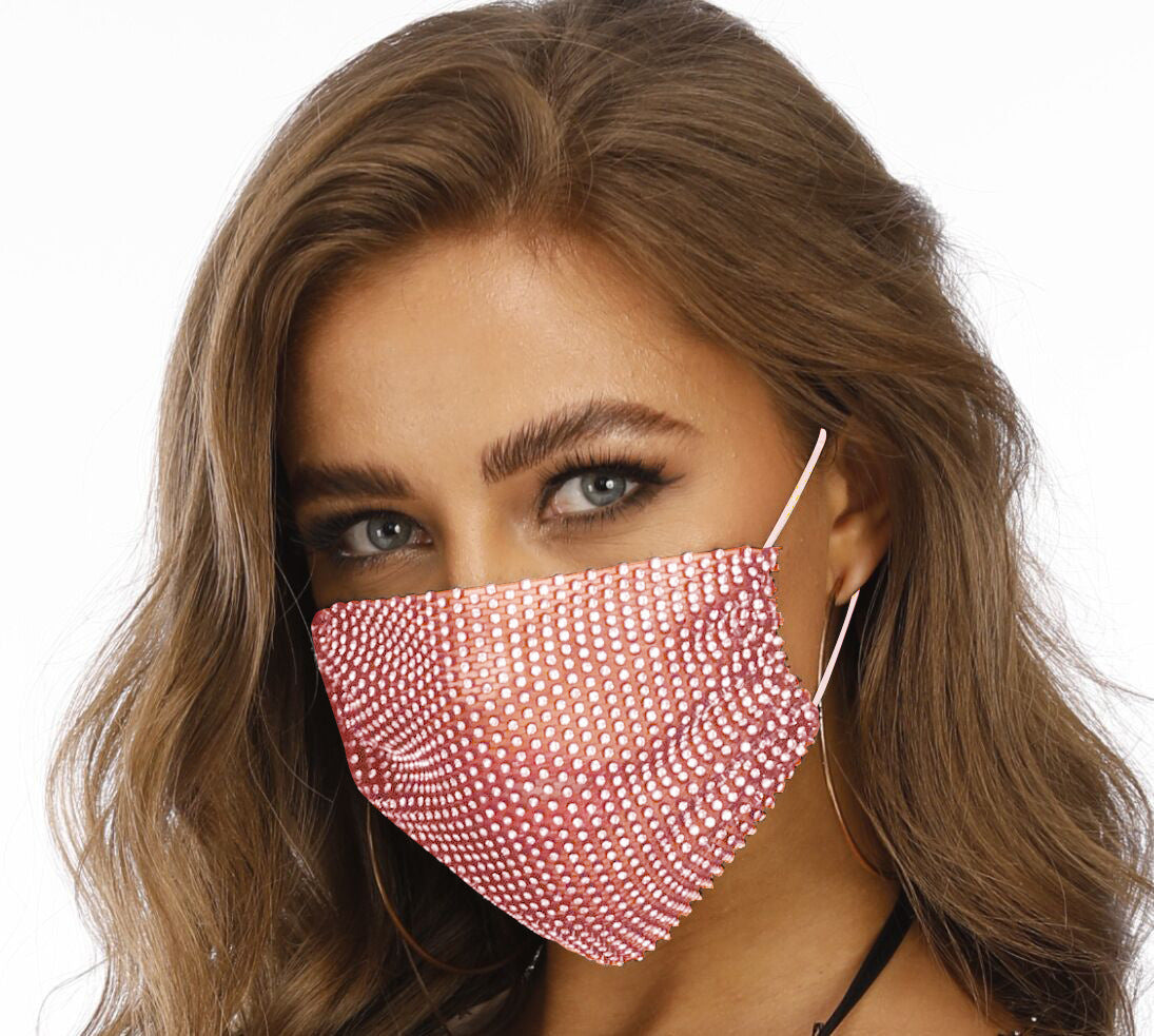 Novelty Fishnet-shaped Rhinestone Face Mask