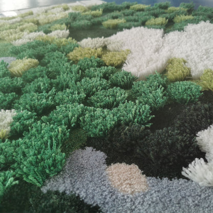 Handmade Wool Carpet with Forest Moss Design