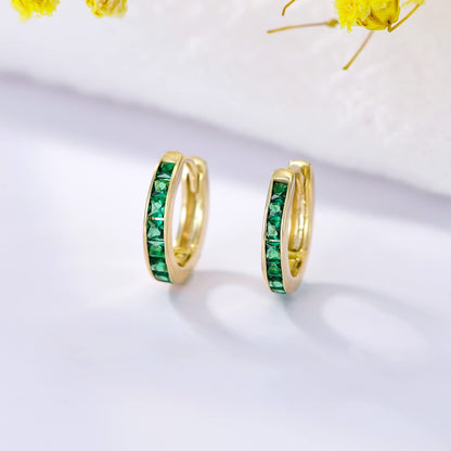 14K Gold Green Emerald Earrings