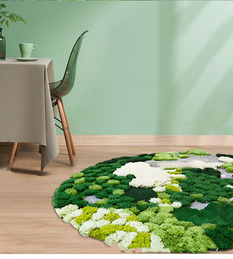 Handmade Wool Carpet with Forest Moss Design