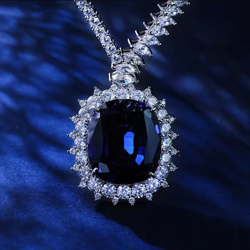 Women Synthetic Sapphire Necklace