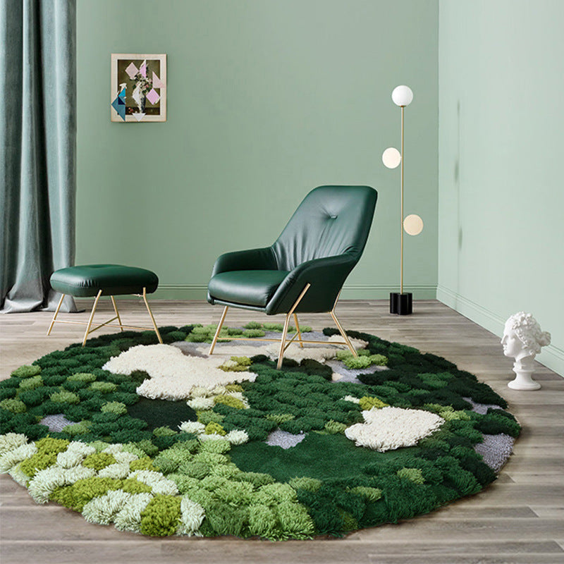 Handmade Wool Carpet with Forest Moss Design