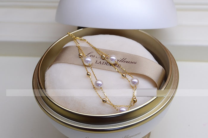 18k Gold Pearl Double-layer Bracelet