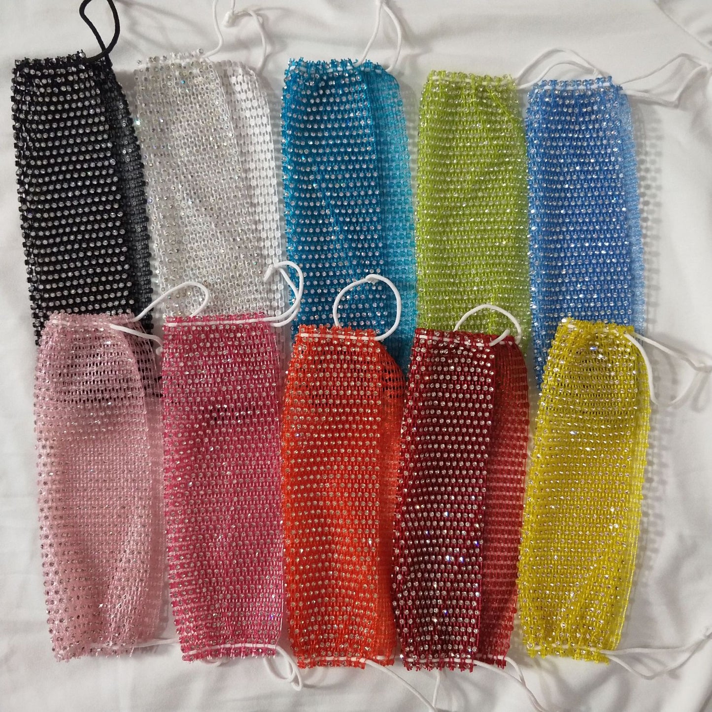 Novelty Fishnet-shaped Rhinestone Face Mask