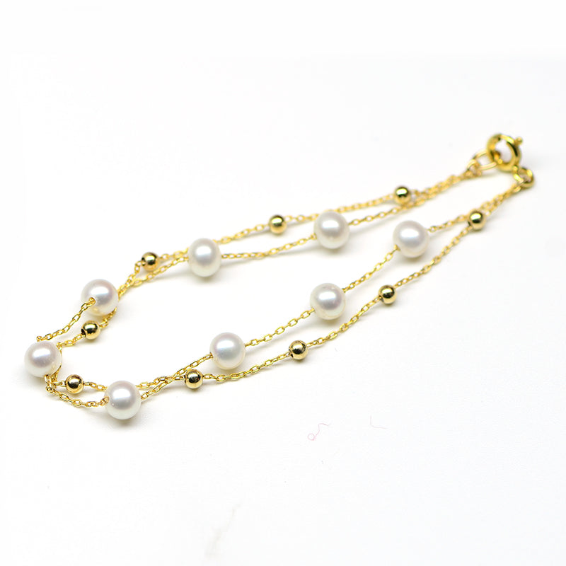 18k Gold Pearl Double-layer Bracelet