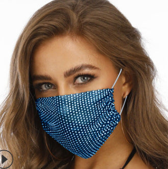 Novelty Fishnet-shaped Rhinestone Face Mask