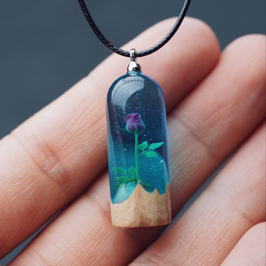 Log Resin Rose Pendant for Valentine's Day