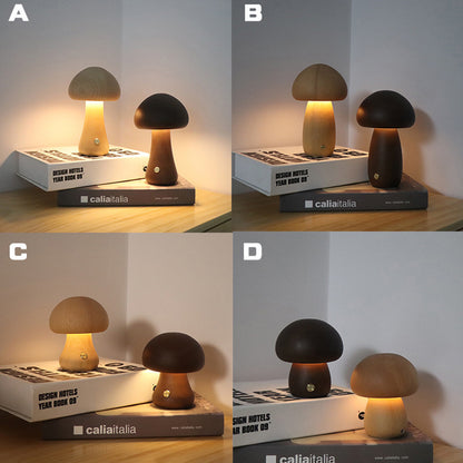 INS Wooden Mushroom LED Table Lamp