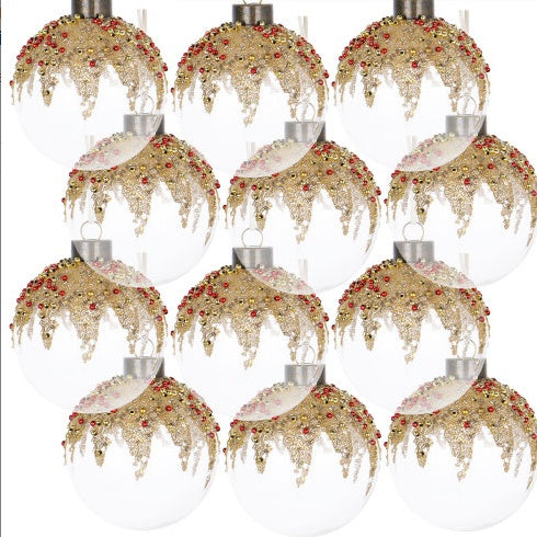 Set of 12 Glass Christmas Ball Ornaments